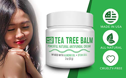 M3 Naturals Natural Antifungal Tea Tree Balm Infused with Stem Cell Powerful Skin Cream for Athletes Foot, Eczema, Toenail Fungus, Jock Itch and Ringworm Treatment, Anti Itch Relief 2 oz - Thumbnail 3