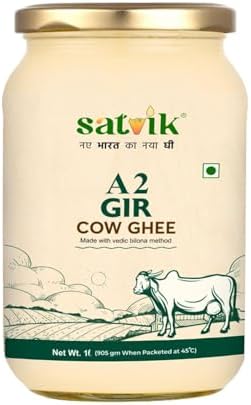 SATVIK PURE GHEE A2 Gir Cow Ghee 1 Litre Churned From Vedic Bilona Method Bilona Ghee A2 Cow Desi Ghee 1 Litre,1.49 Kilograms