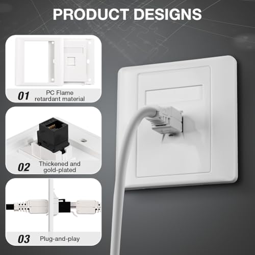 OFFCUP CAT6 Universal Netzwerkdose 1 Port LAN Dose STP Vollgeschirmt RJ45 Modul Gigabit Ethernet Netzwerk Keystone Dose Buchse Einbaubuchse Aufputz oder Unterputz