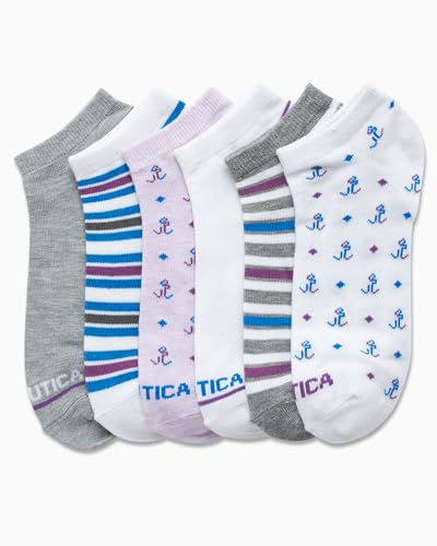 Image of Nautica Womens Low Cut Socks - 6 Pack Soft Stretch Breathable Mesh Cushioned Athletic Performance No Show Socks for Women