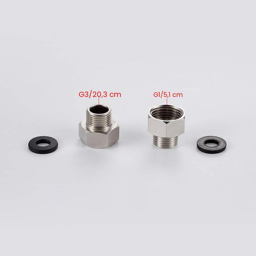 Ibergrif Riduttore Ottone G3/8" x G1/2", Prolunga Riduzione Maschio Femmina, Raccordo Filettato con Guarnizione, Adattatore Riduzione per Tubi Acqua, Set 2 Pezzi
