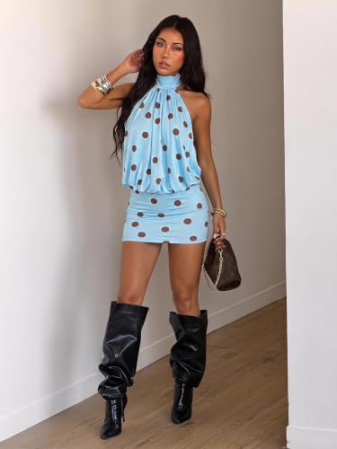 Image of SOLY HUX Women's Halter Mini Dress Y2k Backless Clubbing Cocktail Dresses