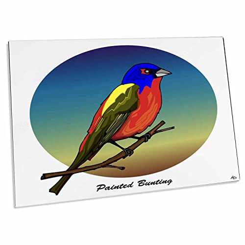 3dRose Birds Painted Bunting 2 sobre alfombrilla transparente