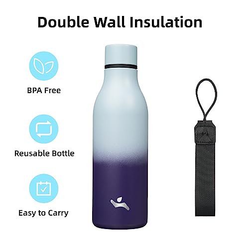 Image of Konokyo 18 oz Insulated Stainless Steel Metal Water Bottle with Strap