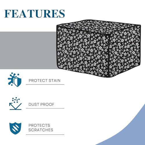 Image of PVC Microwave Oven Cover for LG 28L MC2846BG | Full Closure Zip | Waterproof & Dustproof | Attractive Digital Print | Wipe Clean | Kitchen Decor | 51 x 30.5 x 49.4 cm | Black Flower Design
