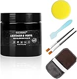 SEISSO Leder Reparatur Set, 200g Schwarz Lederreparatur Creme, Lederreparaturset Lederbalsam, Leder-Farbbalsam, Lederkratzer Reparatur für Autositze, Sofa, Jacke, Geldbörse, Gürtel, Schuhe