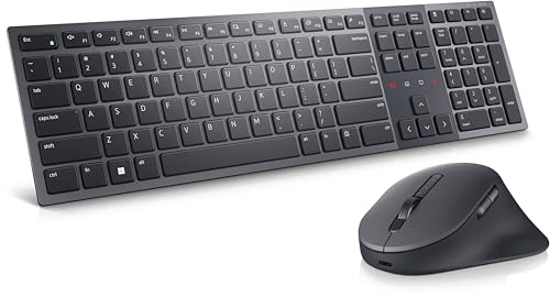Dell Premier Km900 - TastatuR-UnD-MauS-Set - Zusammenarbeit - Hinterleuchtet - Kabellos - 2.4 Ghz, Bluetooth 5.1 - Qwertz - Deutsch - Graphite - Mit