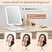 WOBSION Travel Makeup Mirror, 8 * 6.1in Rechargeable Portable Folding Makeup Mirror with Lights, 3 Colors Light Up Mirror with 58 LEDs,Dimmable,Multiple Angles and High Adjustable,1500mAh,Gift,White