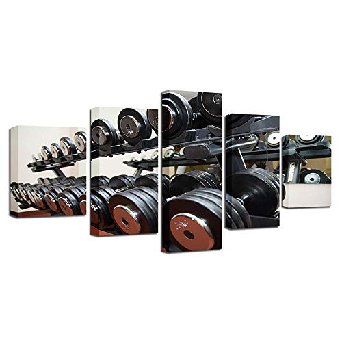 Toile haltères 5 pièces pour créer un coin fitness maison