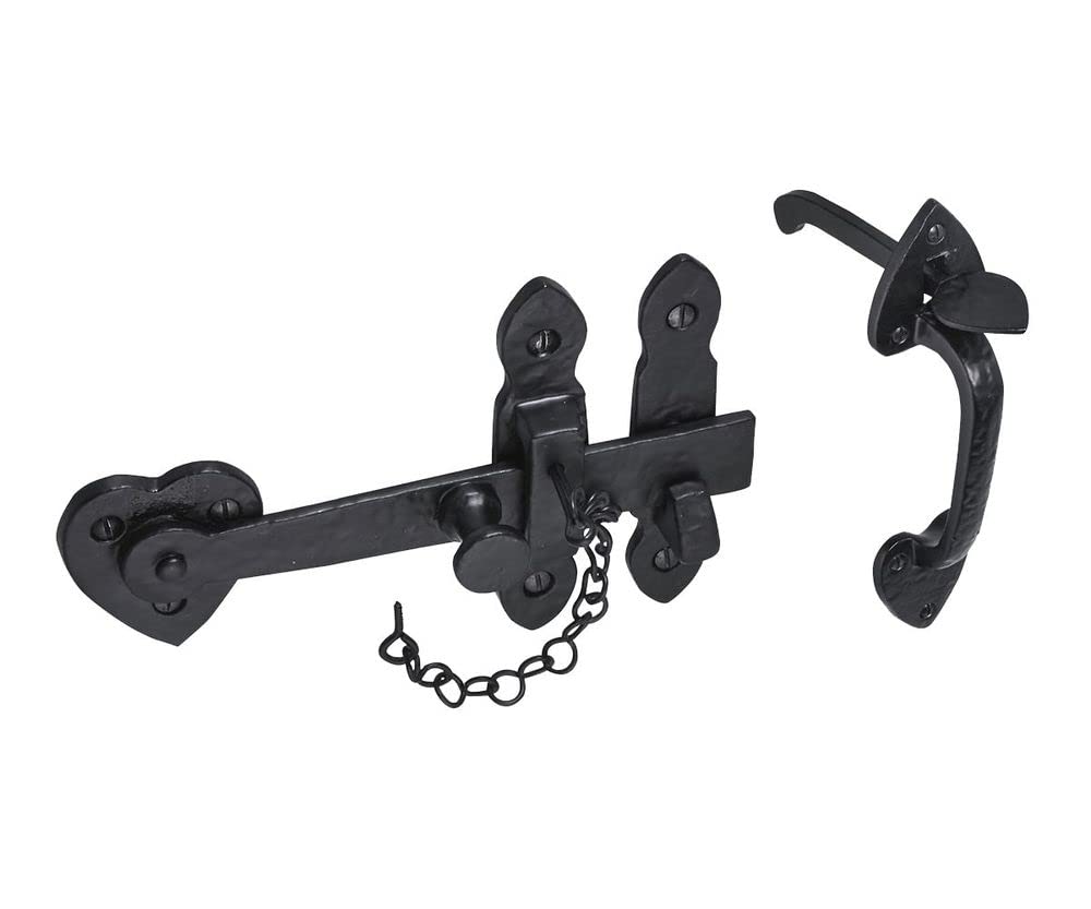 Old Hill Ironworks 200mm 8" Antique Cottage Thumb Latch, Black, Including Fixings