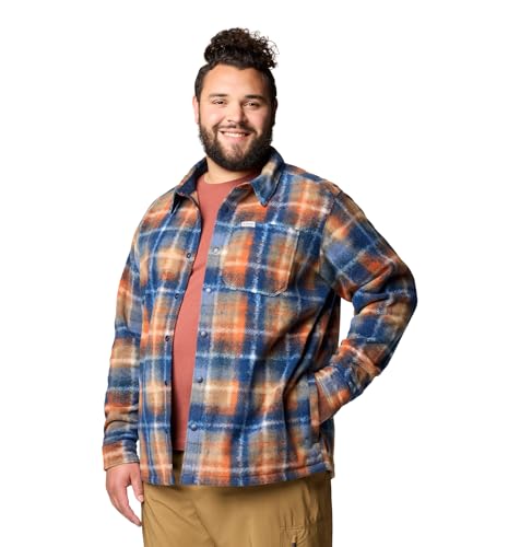 Columbia Men's Steens Mountain Printed Shirt Jacket II, Collegiate Navy Omblur, 3X Big4