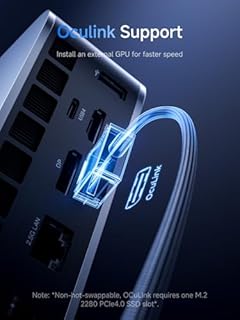 MINISFORUM Mini PC M1 Pro-125H, Intel Core Ultra 5 125H (14 core/18 thread, fino a 4,5 GHz), 32 GB di RAM DDR5, 1 TB di SSD M.2 PCIe 4.0, USB 4/RAID/OCuLink/Wi-Fi 7/BT 5.4, display quadruplo 4K