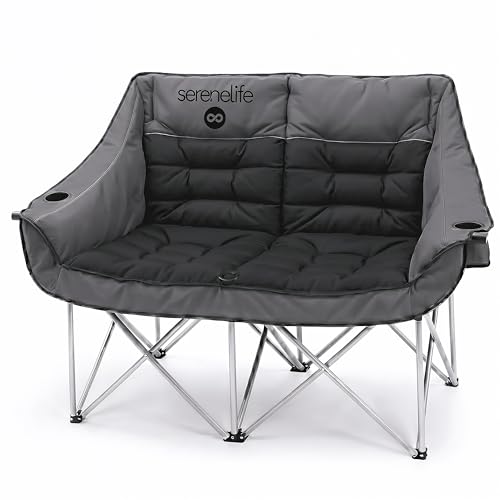 Silla de Camping Doble Plegable SereneLife Modelo SLCPLSGY Negra para Playa y Exteriores miniatura 1
