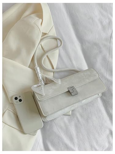 SweatyRocks Women's Rhinestone PU Leather Shoulder Bag Top Handle Underarm Bag Work Purses2