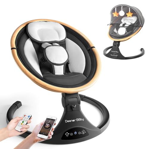 Image of Baby Swings Baby Swings for Infants to Toddler, Baby Swings for Newborns, Electric Portable Baby Swing with 5 Speeds, 5-Point Harness,3 Seat Positions (Black)