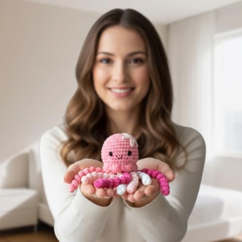 Image of Handmade Crochet Octopus for NICU Babies & Preemies, Scent Bonding Keepsake for Baby, NICU Separation Gift, Soft Comfort Gift for Newborn (Pink)