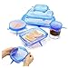 Coque en silicone stretch couvercles Lot de 12 housses de rangement réutilisable Bleu Différentes tailles pour récipient, bol et verre bleu