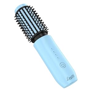 Leeko 3 in 1 Hot Hair Curler and Straightener Brush, 40mm, 4 Temperatures, USB Rechargeable (Blue)