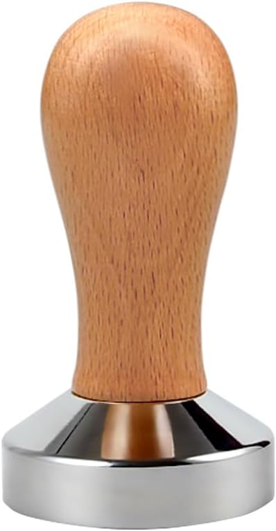 51 mm Espresso Coffee Tamper, Wooden Espresso Tampers, Wooden Handle with Metal Base Coffee Powder Press