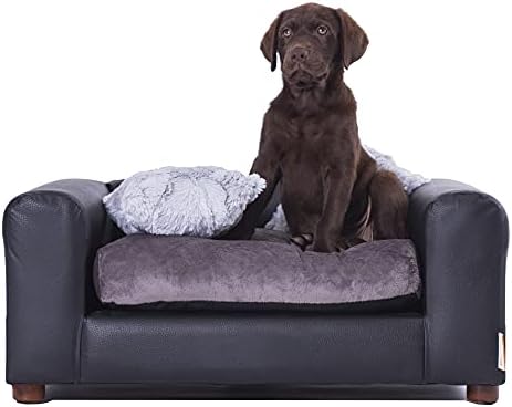 Moots Premium Leatherette Pets Sofa, Regular, Black/Charcoal, Medium