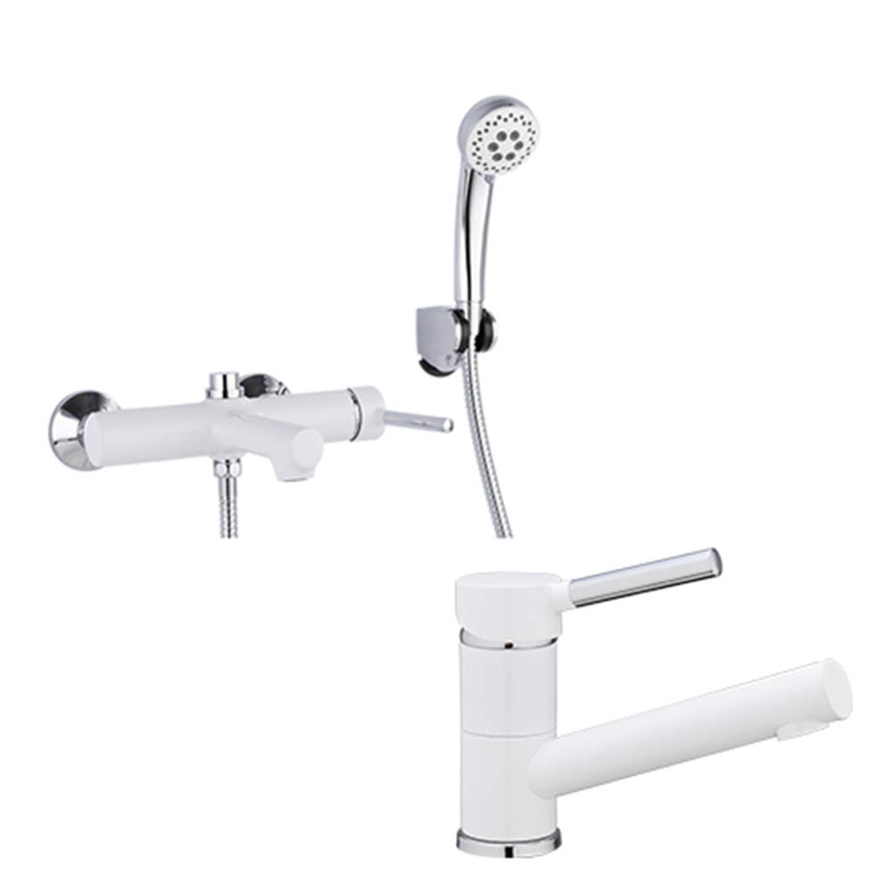 Robinet de salle de bain mural en laiton blanc chic et moderne