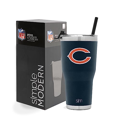 Simple Modern Officially Licensed Nfl Chicago Bears Tumbler With Straw And Flip Lid | Insulated Stainless Steel 30Oz Thermos | Cruiser Collection | Chicago Bears #TOP30