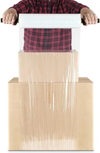RAGO® Stretchfolie Transparent STARK 300m Länge I Folie für möbel Hand Strechfolienrolle I Palettenfolie Handfolie Wickelfolie I Verpackungsmaterial I Packfolien (40 x 9,5 x 9,5 cm) 1,85 kg