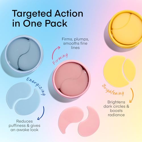 Image of TEREZ & HONOR Eye Patches Gift Set - 3-Pack (x 60 Pcs) Korean Hydrogel Eye Masks with Caffeine, Collagen & Vitamin C - For Puffy Eyes, Dark Circles, Fine Lines, Wrinkles & Bags, Travel Case Included