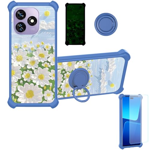 jioeuinly Case Compatible for Oukitel C51 Phone Case Cover [with Tempered Glass Screen Protector][Hard PC + Soft Silicone][Ring Support] [Luminous Effect] YGL-CJ
