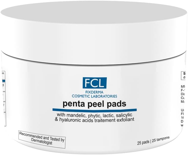 FCL Penta Peel Pads with Salicylic Acid | Face Exfoliator | Removes Dead Cells | Reduces Fine Lines & Wrinkles | Gentle & Safe Peeling Pads | Shrinks Open Pores | Paraben Free - 25 pads