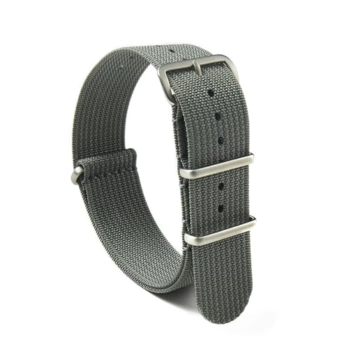 Design ribbed nylon watch strap watch accessories for military watches mens leather belt(Gray,20mm)