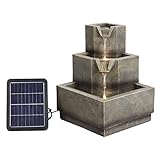 BTGGG Solar Powered Garden Water Feature Water Fountain Cascade Three Tier Water Feature Garden Yard Waterfall with LED Lights Water Feature Fountain