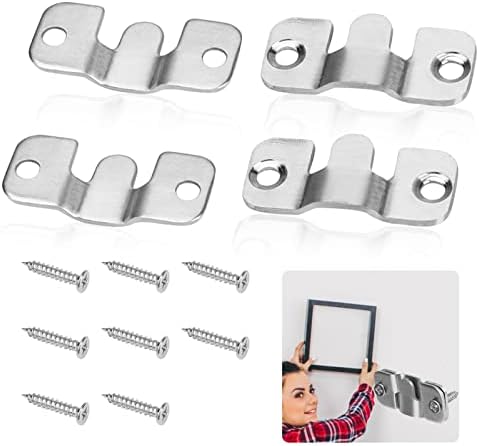 Flush Concealed Mount Brackets Heavy Duty Interlocking Frame Hooks Picture Hanging Accessories Stainless Steel Wall Hanger Hardware Mirrors Display Art Gallery Headboard