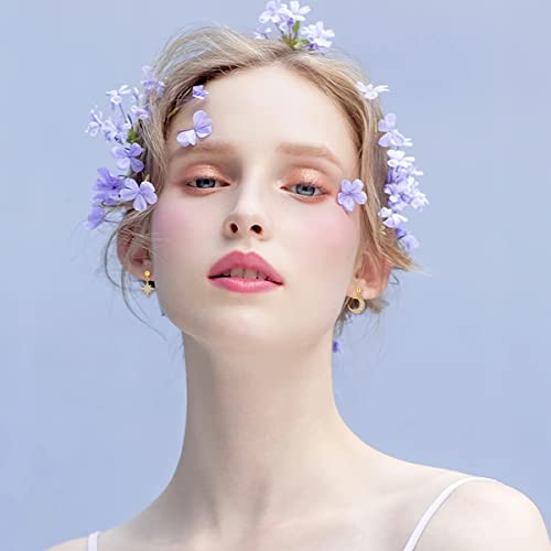 14K Real Gold Moon & Star Drop Stud Earrings For Women Small Dainty Earrings For Girls Gifts For Her Christmas #TOP3