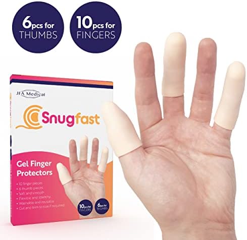 JFA Medical Snugfast Gel Finger Protectors, Finger Cots, Finger Bandage, Finger Sleeves - Box of 16
