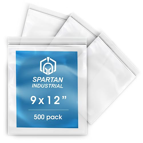 Spartan Industrial - 9” X 12” (500 Count) 2 Mil Clear Reclosable Zip Plastic Poly Bags With Resealable Lock Seal Zipper #TOP13