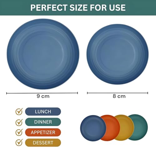 Image of 20 CM Wheat Straw Plates, Unbreakable Microwave and Dishwasher Plates,Plastic Cutlery for Family Picnic Party Camping (20 CM, Pack of 2)