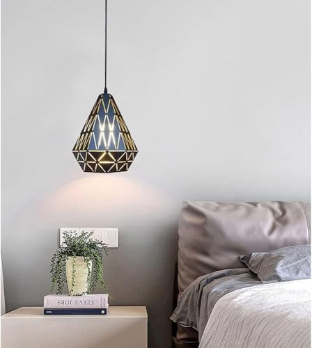 Suspension géométrique style loft rétro en fer noir pour un éclairage suspendu chic