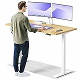 Desktronic HPRO Höhenverstellbarer Schreibtisch Gestell + Tischplatte 160x80 cm Eiche – Elektrisch, Dual Motor, 160 kg, Stabil & Wackelfrei – Made in Europe