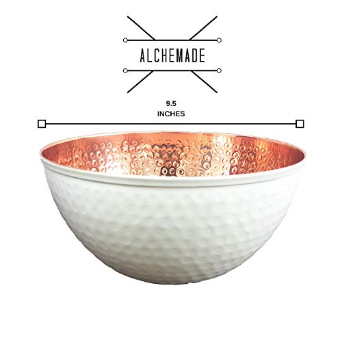 Alchemade Hammered Copper Bowl - White Copper Bowl To Add To Your Copper Kitchenware Or Use As Farmhouse Copper Home Decor - Great For Everyday Kitchen Use #TOP1