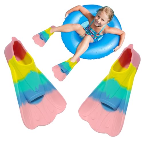 Aletas de natación de silicona, aletas de entrenamiento de natación juveniles, aletas cortas profesionales para niños, aletas de natación para niños y adultos para natación en el pecho, buceo libre