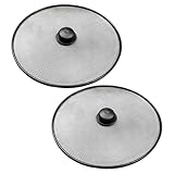 OFFSCH 2pcs Stainless Steel Oil Splash Guard for Frying Pan Grease Splatter Screen Mesh Lid Universal Cover for Cooking Non-Slip Heat Resistant Design