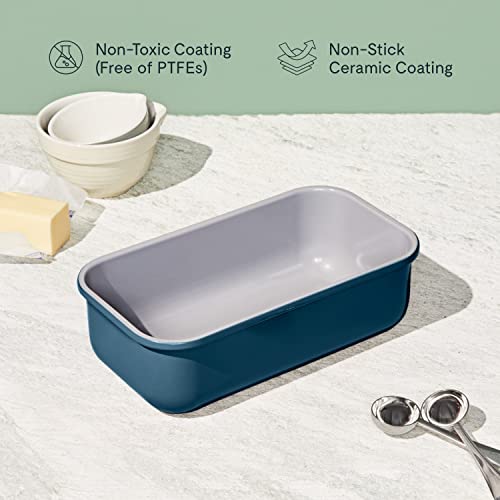 Caraway Non-Stick Ceramic 1 Lb Loaf Pan - Naturally Slick Ceramic Coating - Non-Toxic, Ptfe & Pfoa Free - Perfect For Pound Cakes, Breads, & More - Navy #TOP4