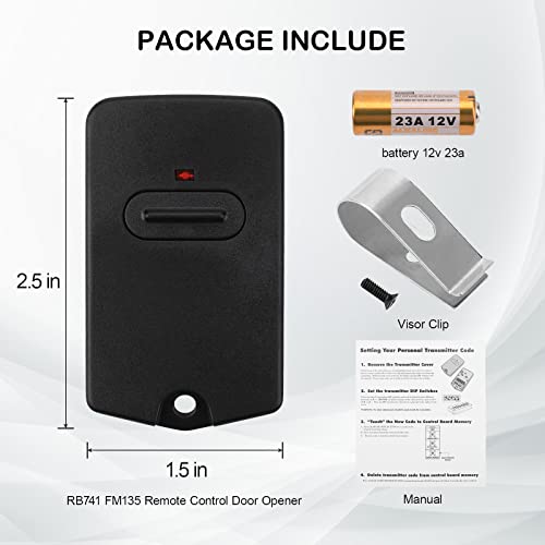Gate Opener Replacement RB741 GTO Gate Opener Mighty Mule Remote Control Garage Door FM135 Remote Transmitter 3PCS Single Button Gate Controller - Thumbnail 6