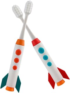2 Pcs Rocket Toothbrush Toddler Tooth Brush Traveling Accessories Tooth Brushes Daily Use Children Toothbrush Teeth Brush Manual Tooth Brush for Soft Fur Baby Pbt