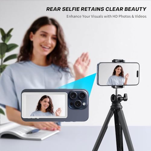 Image of Phone Vlog Selfie Monitor Screen,Magnetic Wireless Connection with Remote Control Compatible with iPhone & Android, Using Phone Rear Camera for Selfie Vlog Live Stream
