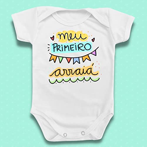 Body Bebê Festa Junina Meu Primeiro Arraía Menino Azul Tamanho:G;Cor:Menino