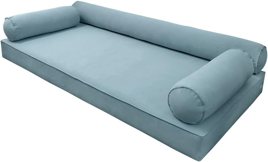 Prolinemax Style V6 Twin-XL Size Pipe Trim Velvet Indoor Daybed Mattress Bolster Pillow Complete Set AD355