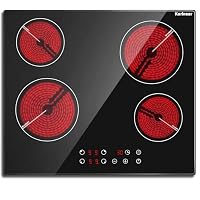 Karinear Ceramic Hob, 60cm Built-in 4 Zones Ceramic Hob with Safe Lock, Timer, Touch Control 6000W, Hard Wired, No Plug Included