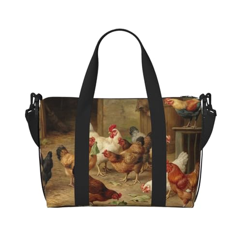 WSHFFILO Sac de voyage à bandoulière avec imprimé poulet rôti, Noir , Taille unique
